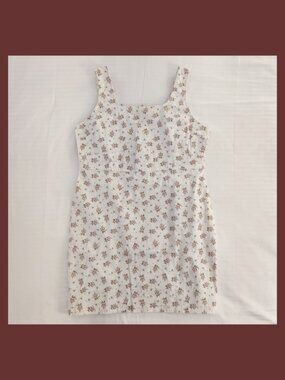 No Boundaries Denim Bodycon Pinafore/Corset Dress White/Floral Juniors XL 15-17